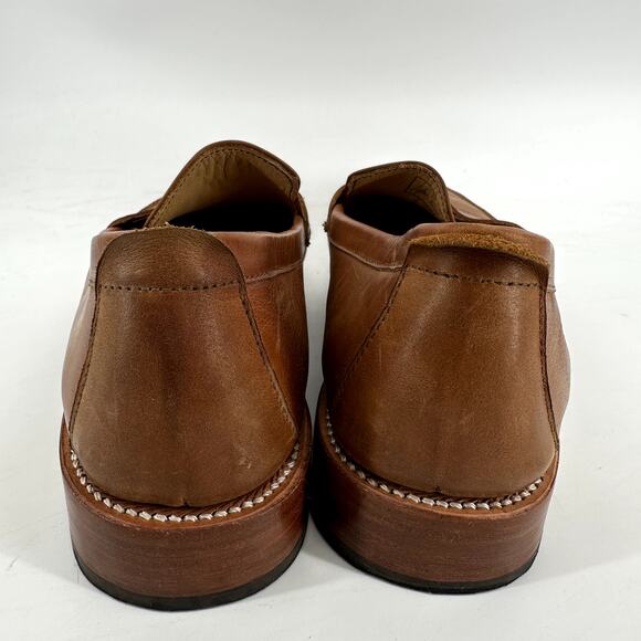 Adelante The Luca Penny Loafers Full-Grain Leather Slip On Caramel Brown 9B